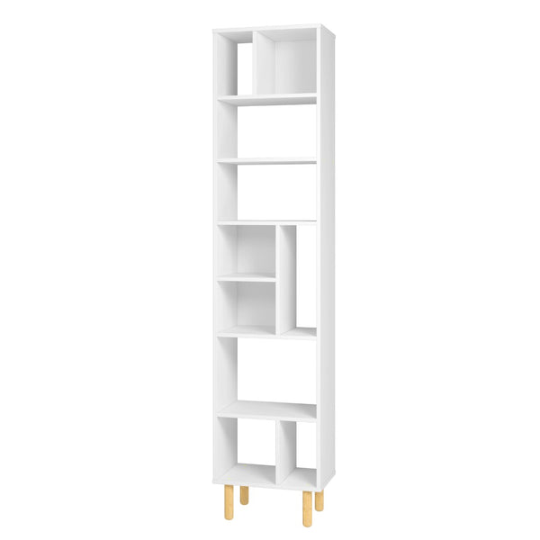 HomeRoots 71" White Wood Ten-Tier Geometric Bookcase - Modern, Space-Saving Storage for Stylish Home Decor 526862