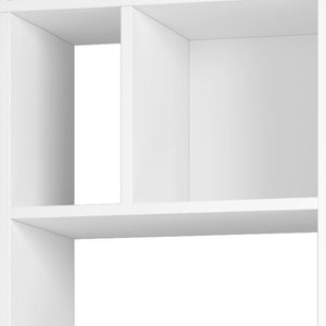 HomeRoots 71" White Wood Ten-Tier Geometric Bookcase - Modern, Space-Saving Storage for Stylish Home Decor 526862