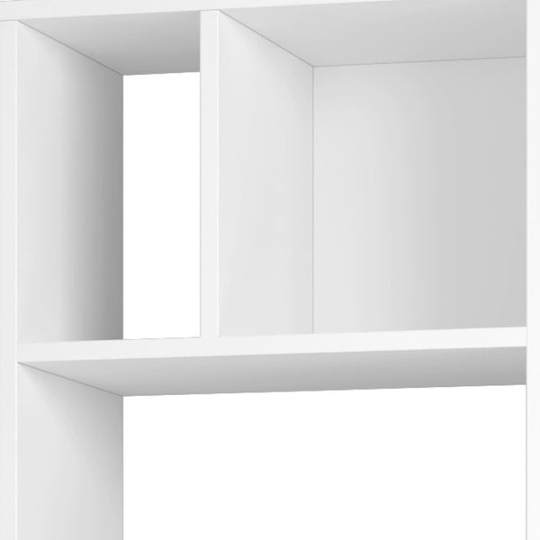 HomeRoots 71" White Wood Ten-Tier Geometric Bookcase - Modern, Space-Saving Storage for Stylish Home Decor 526862