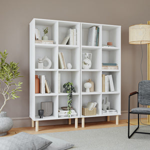 HomeRoots 60" White Wood Eight-Tier Cube Bookcase - Stylish Storage Solution for Modern Homes & Offices 526863