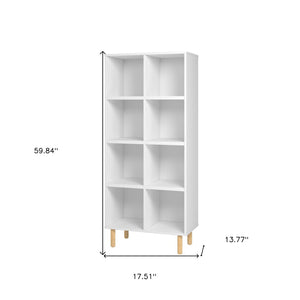 HomeRoots 60" White Wood Eight-Tier Cube Bookcase - Stylish Storage Solution for Modern Homes & Offices 526863