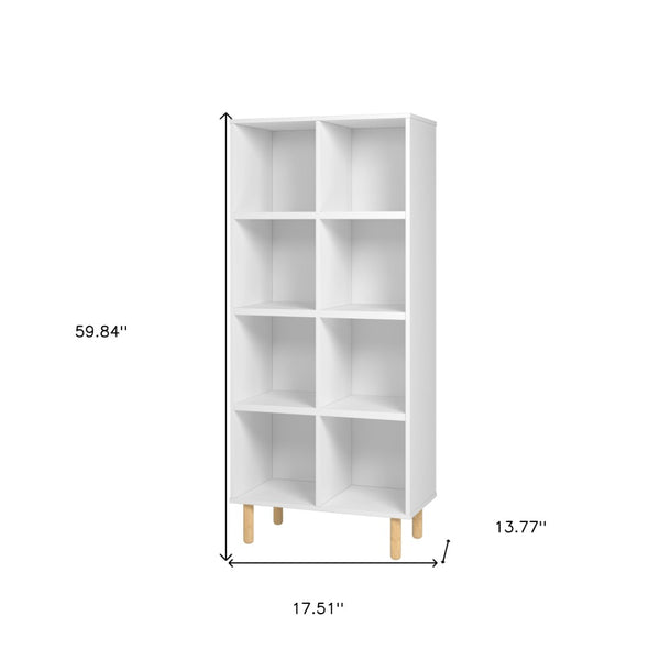 HomeRoots 60" White Wood Eight-Tier Cube Bookcase - Stylish Storage Solution for Modern Homes & Offices 526863