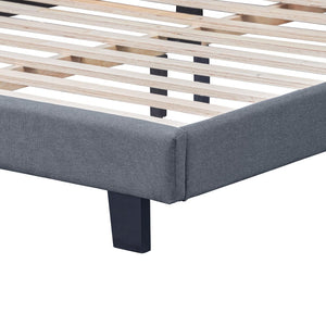 Homeroots Gray Upholstered Bed Frame With Elegant Nailhead Trim - Stylish Comfort For Your Dreamy Retreat King Wood 526866