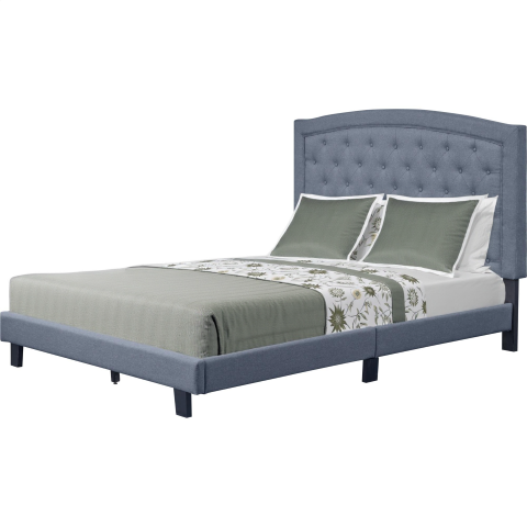 Homeroots Gray Tufted Upholstered Bed Frame - Stylish Polyester Design For A Chic And Cozy Bedroom Retreat Queen Wood 526867