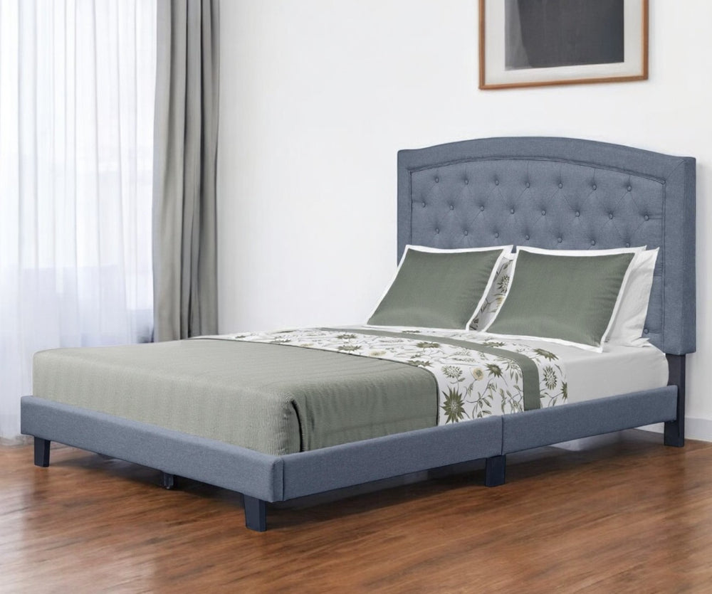 HomeRoots Gray Tufted Upholstered Bed Frame - Elegant Design with Plush Headboard and Durable Storage Solutions King 526868