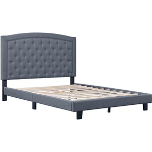 Homeroots Gray Tufted Upholstered Bed Frame - Stylish Polyester Design For A Chic And Cozy Bedroom Retreat King Wood 526868