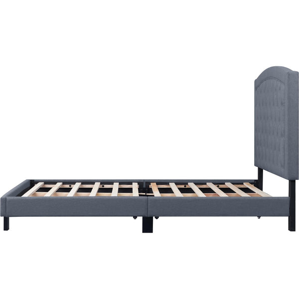 Homeroots Gray Tufted Upholstered Bed Frame - Stylish Polyester Design For A Chic And Cozy Bedroom Retreat King Wood 526868