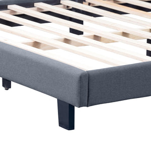 Homeroots Gray Tufted Upholstered Bed Frame - Stylish Polyester Design For A Chic And Cozy Bedroom Retreat King Wood 526868