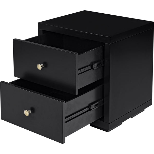 Homeroots 19" Black Two Drawer Nightstand Black  526869