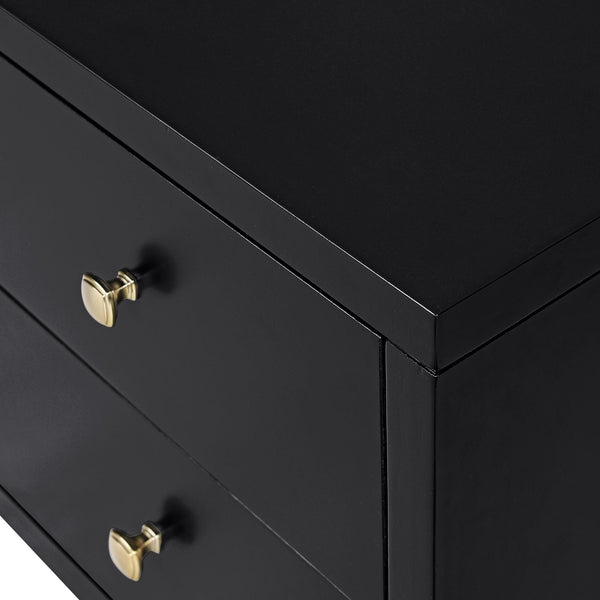 Homeroots 19" Black Two Drawer Nightstand Black  526869