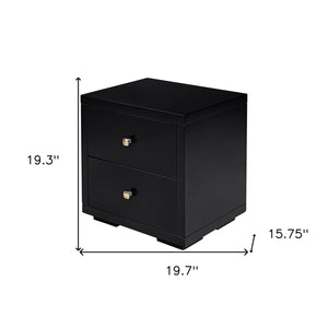 Homeroots 19" Black Two Drawer Nightstand Black  526869