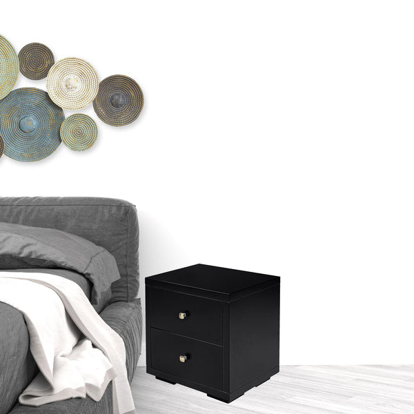 Homeroots 19" Black Two Drawer Nightstand Black  526869