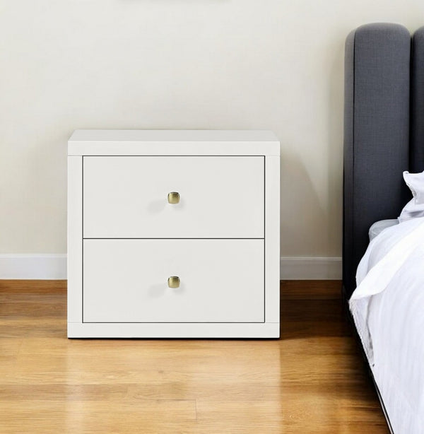 HomeRoots 19" Elegant Two-Drawer Nightstand for Stylish Bedroom Storage – Compact, Durable, and Versatile Design White 526870