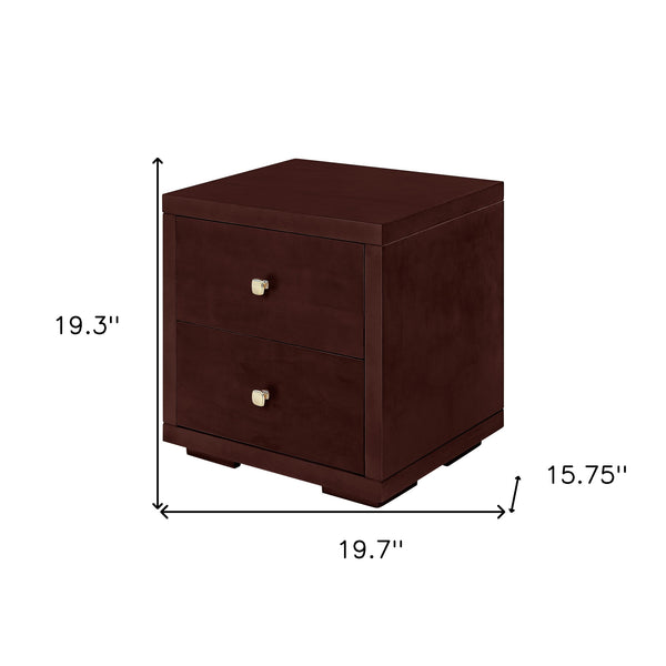 Homeroots 19" Espresso Two Drawer Nightstand Espresso  526871