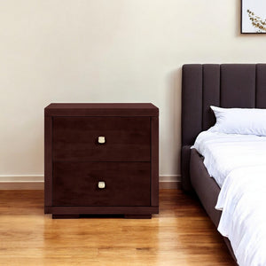 HomeRoots 19" Elegant Two-Drawer Nightstand for Stylish Bedroom Storage – Compact, Durable, and Versatile Design Espresso 526871