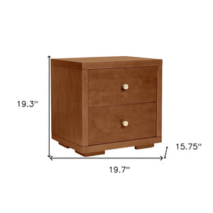 Homeroots 19" Walnut Two Drawer Nightstand Walnut  526872