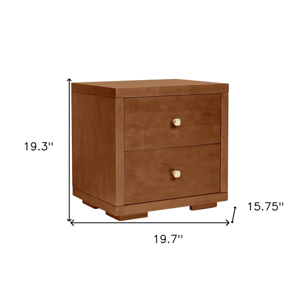 Homeroots 19" Walnut Two Drawer Nightstand Walnut  526872