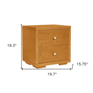 Homeroots 19" Oak Two Drawer Nightstand Oak  526873