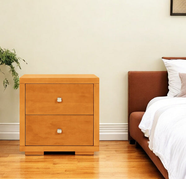 HomeRoots 19" Elegant Two-Drawer Nightstand for Stylish Bedroom Storage – Compact, Durable, and Versatile Design Cherry 526874