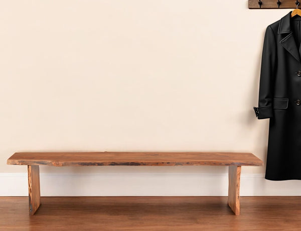 Homeroots 85" Natural Solid Wood Dining Bench  Solid Wood 526877