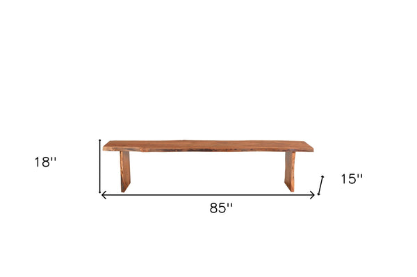 Homeroots 85" Natural Solid Wood Dining Bench  Solid Wood 526877