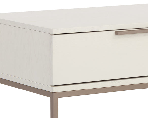 Sunpan Rebel Nightstand - Modern Oak Wood Design with Soft Closing Drawer and Elegant Gold Hardware Accents Large - 38W x 20D x 27.25H