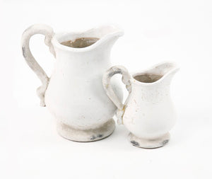 Zentique Distressed White Pitcher Farmhouse Ceramic Vase 11x12in Distressed Glaze Rustic Decor Accent Piece 5268L