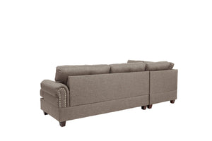 English Elm Contemporary Three Piece Sectional Sofa Set with Nailhead Trim and Storage Ottoman B011S01053
