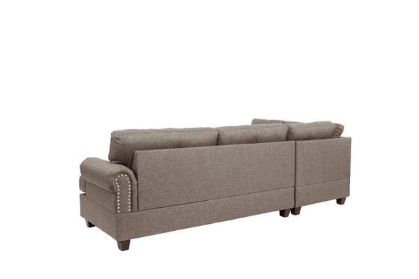 English Elm Contemporary Three Piece Sectional Sofa Set with Nailhead Trim and Storage Ottoman B011S01053