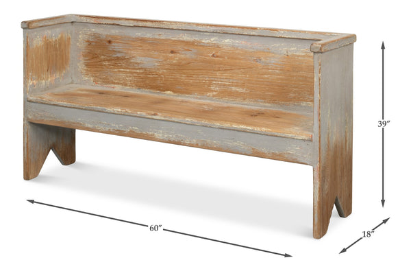 Sarreid Beach House Bench Grey - Hand Rubbed Finish In Reclaimed Solid Pine For Relaxing Coastal Style Grey  52696