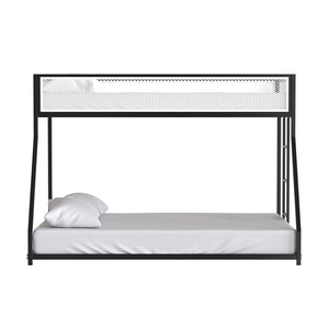 English Elm Contemporary Twin-Over-Full Metal Bunk Bed with Attached Ladder, Durable Industrial Frame, Guest-Ready Design Matte Black,Matte White 81 L x 15 W x 7 H B2741P391250