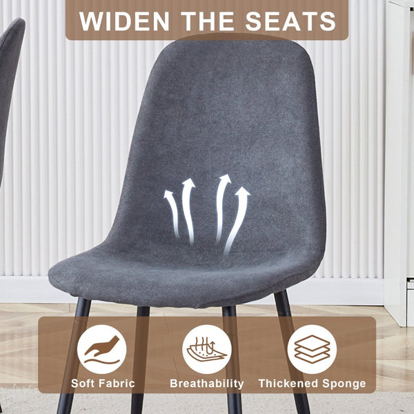 English Elm Table 7-Piece Modern Minimalist Dining Set: 42" Round Walnut Table & 6 Dark Gray Linen Chairs W1151S03754-GIGA