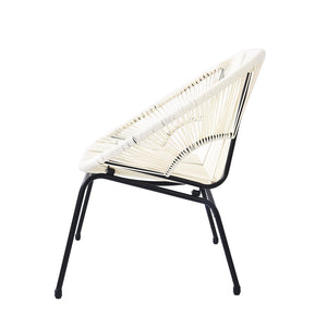 English Elm Christopher Knight Home® - NUSA Faux Wicker 3-Piece Outdoor Patio Chat Set with Rustproof Iron Frame, Curved Club Chairs & Loveseat White NUSA3PCSETWHI