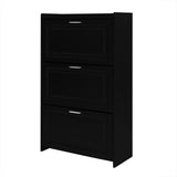 English Elm Shoe Storage Cabinet For Entryway With 3 Flip Drawers, Modern Shoe Organizer Cabinet, Free Standing Shoe Rack For Hallway, Living Room, Black