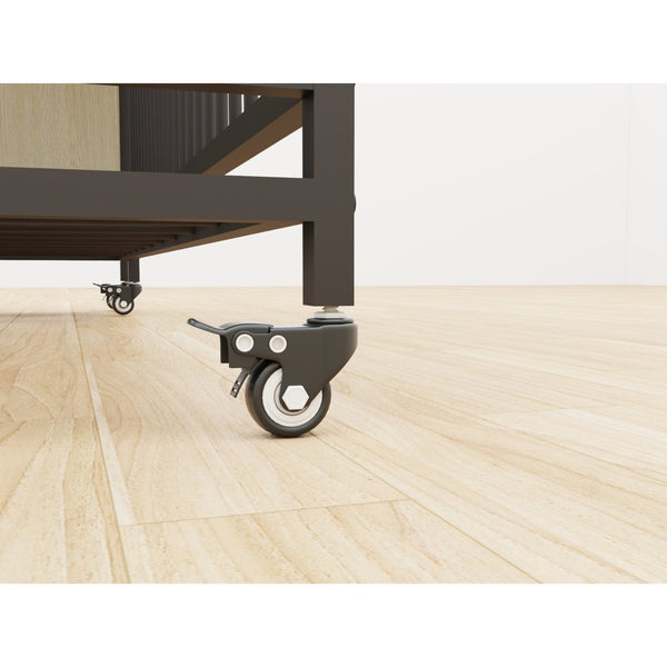 English Elm Large Iron Mdf Pet Enclosure with Storage Cabinet Rolling Casters and Steel Feeding Basins W3064P245385