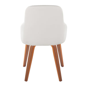 English Elm Chair Set of 2 Bentwood Walnut Legs White Faux Leather Mid-century Dining Seating B202S02124