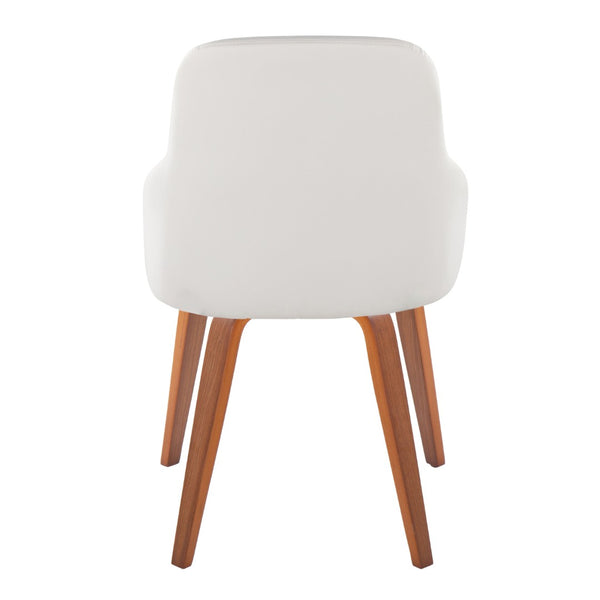 English Elm Chair Set of 2 Bentwood Walnut Legs White Faux Leather Mid-century Dining Seating B202S02124