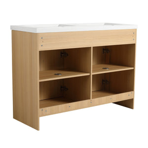 English Elm 48" Freestanding Bathroom Vanity Cabinet 4 Soft-Closing Doors Original Oak Plywood KD Pack Easy Assemble W1972P348986