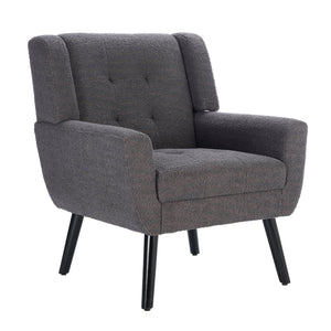 English Elm Modern Pu Leather Ergonomic Accent Chair with Padded Arms and Matte Black Legs Grey W676P172469