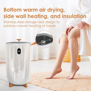 English Elm Extra Large Bucket Towel Warmer Spa Grade Even Heat for Bath and Salon Use B205P205202