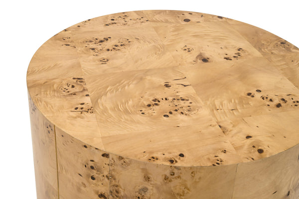 Essentials for Living Burl Poplar Veneer Accent Table Organic Grain Patterns for Bedroom or Living Room 5270.NAT-BRL