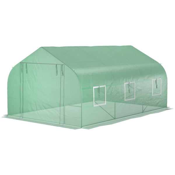 English Elm Outsunny Walk-in Tunnel Greenhouse Steel Frame Pe Cover Mesh Vents Garden Grow Shelter W2225P200412