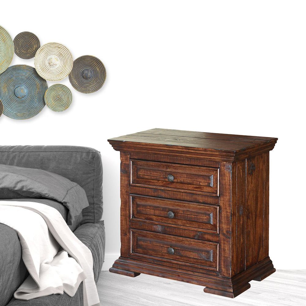 Homeroots 32" Brown Three Drawer Nightstand   527049