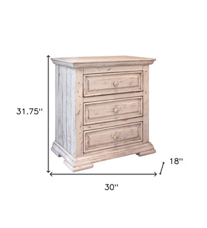 Homeroots 32" White Three Drawer Nightstand   527050