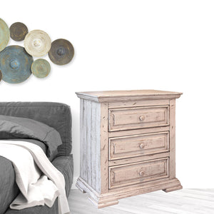 Homeroots 32" White Three Drawer Nightstand   527050