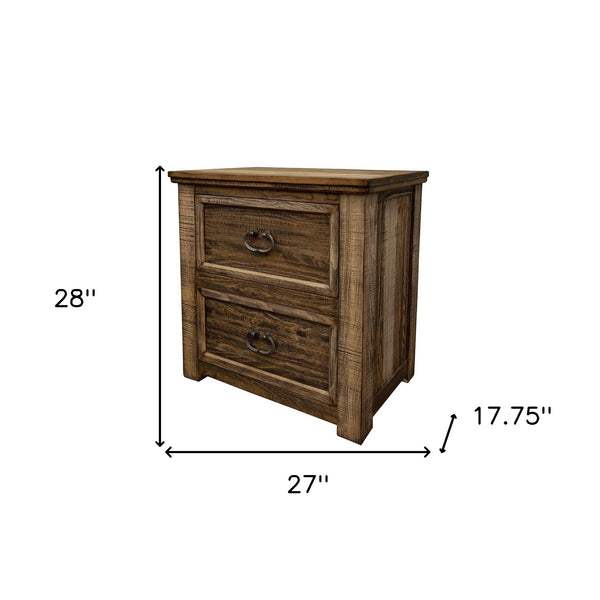 Homeroots 28" Wood Brown Two Drawer Nightstand   527051