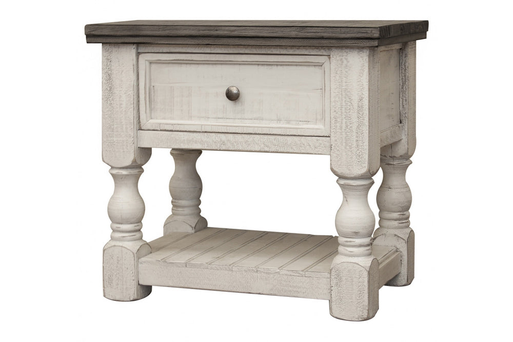 Homeroots 27" Ivory One Drawer Nightstand   527053