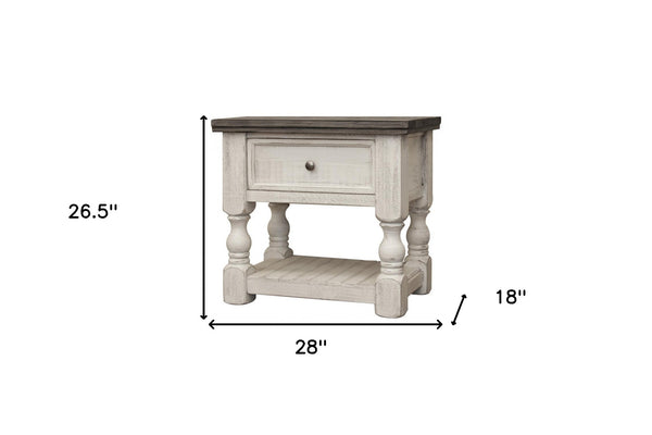 Homeroots 27" Ivory One Drawer Nightstand   527053