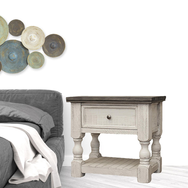 Homeroots 27" Ivory One Drawer Nightstand   527053