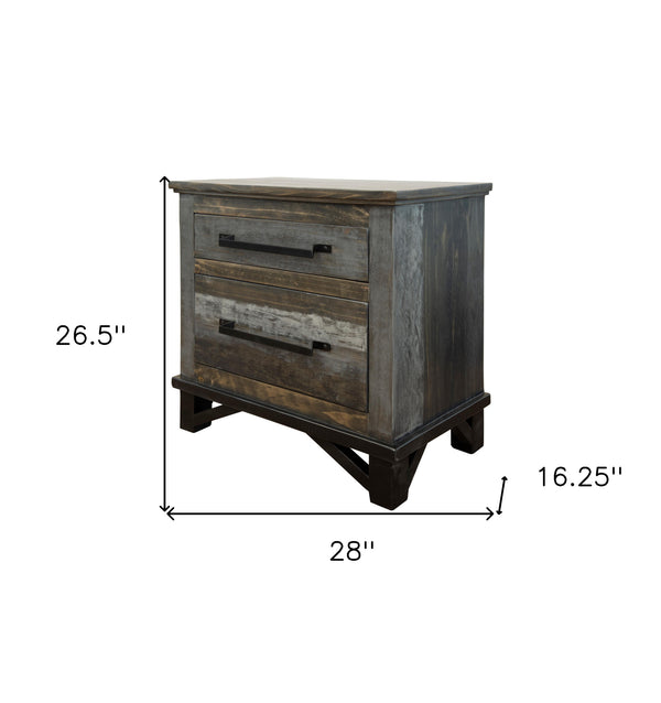 Homeroots 27" Brown Two Drawer Nightstand   527055